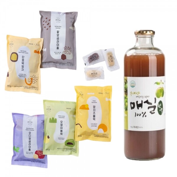 산엔청쇼핑몰,[정기구독/디저트] 맛있는간식 꾸러미 (별이당 봉지떡5종,참들애 매실원액1000ml)