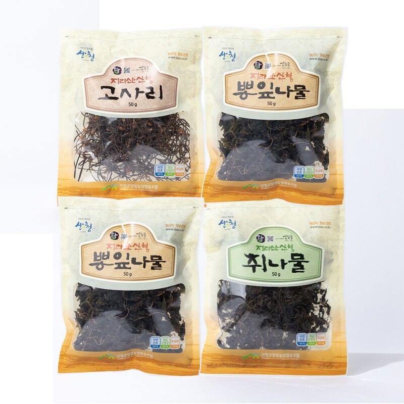 [2023추석기획전] 지리산 건나물 4종세트(뽕잎나물x2,취나물,고사리)200g _산청군양잠