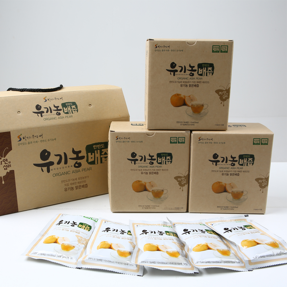 산엔청쇼핑몰,한반도 유기농 맑은배즙 110ml(파우치형,캡형) 30봉/60봉 _선돌